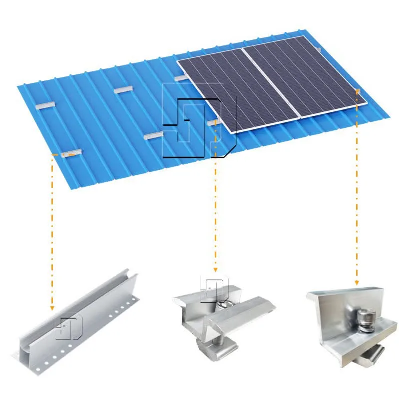 Kit de support et fixation pour panneau photovoltaïque avec rail et attaches