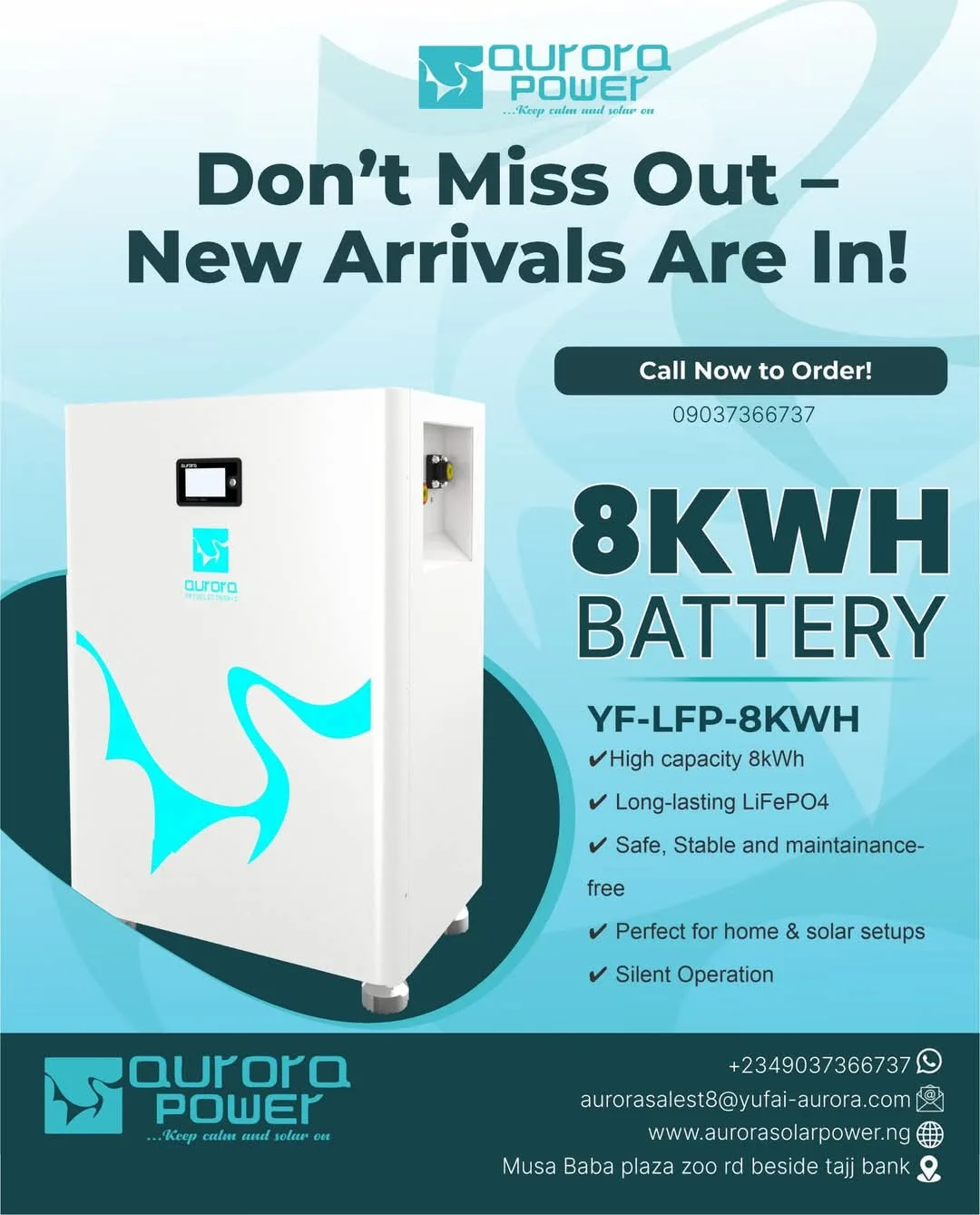 Batterie lithium LiFePO4 Aurora 8 kWh
