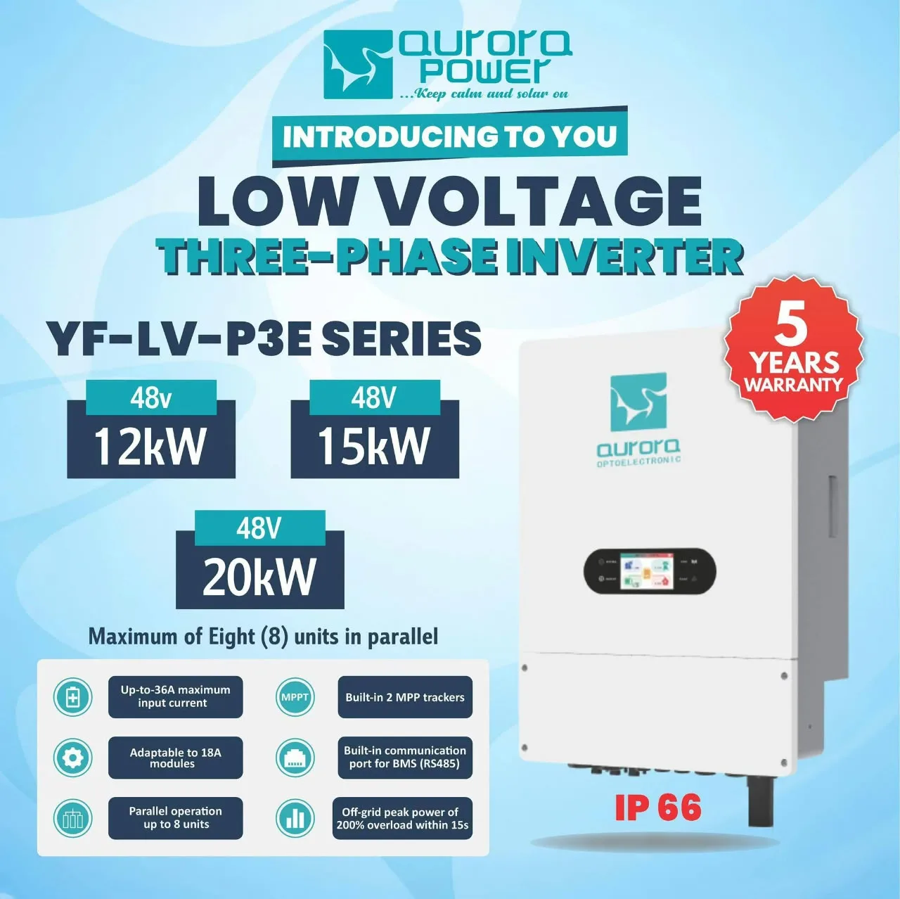 Onduleur solaire hybride Aurora YF-LV-P3E Series